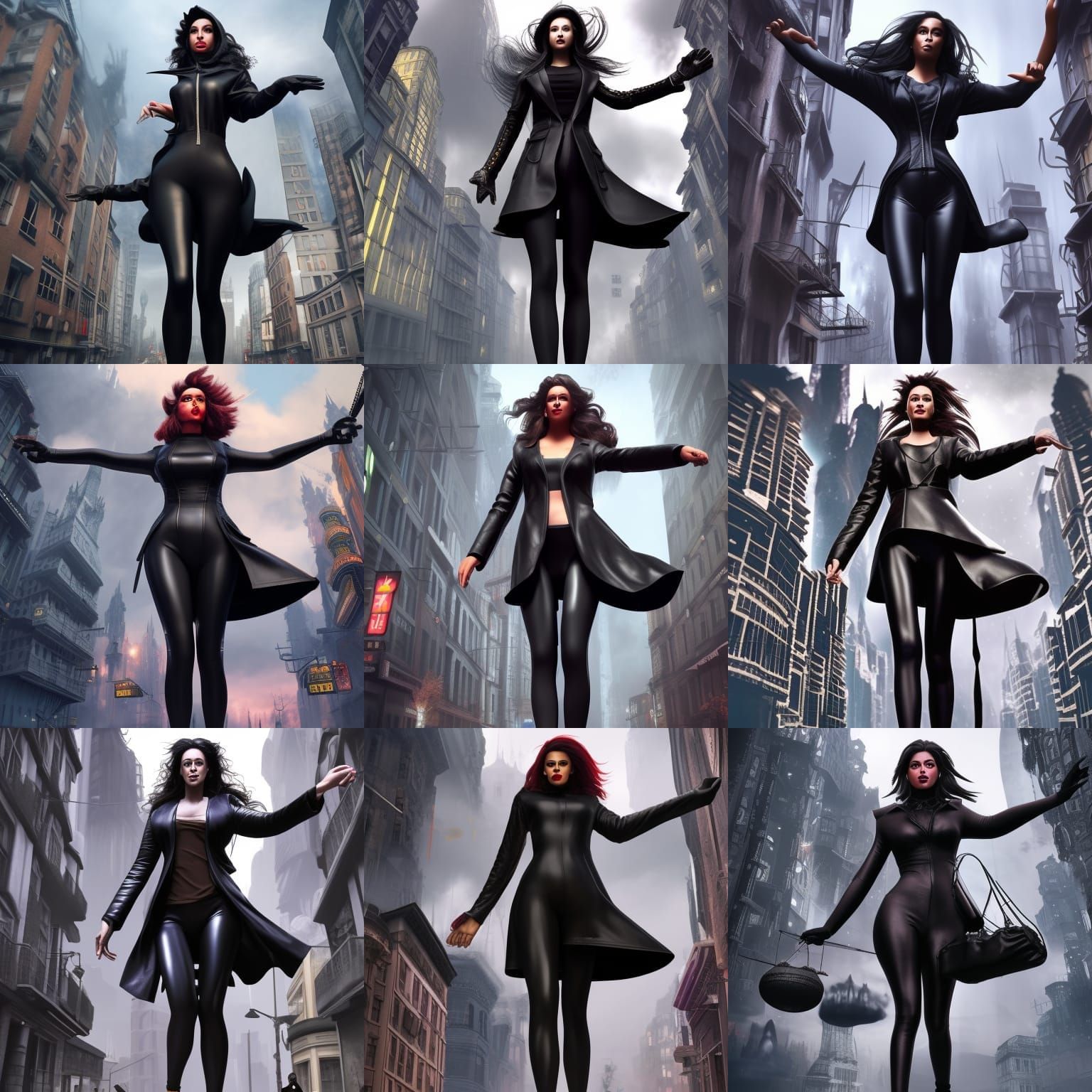 Giant Woman Strides Through City Streets