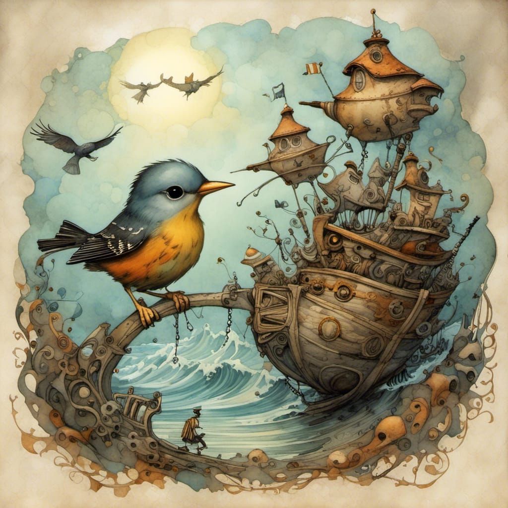 Calm Seas Watercolor: Birdie's Seafaring Adventure
