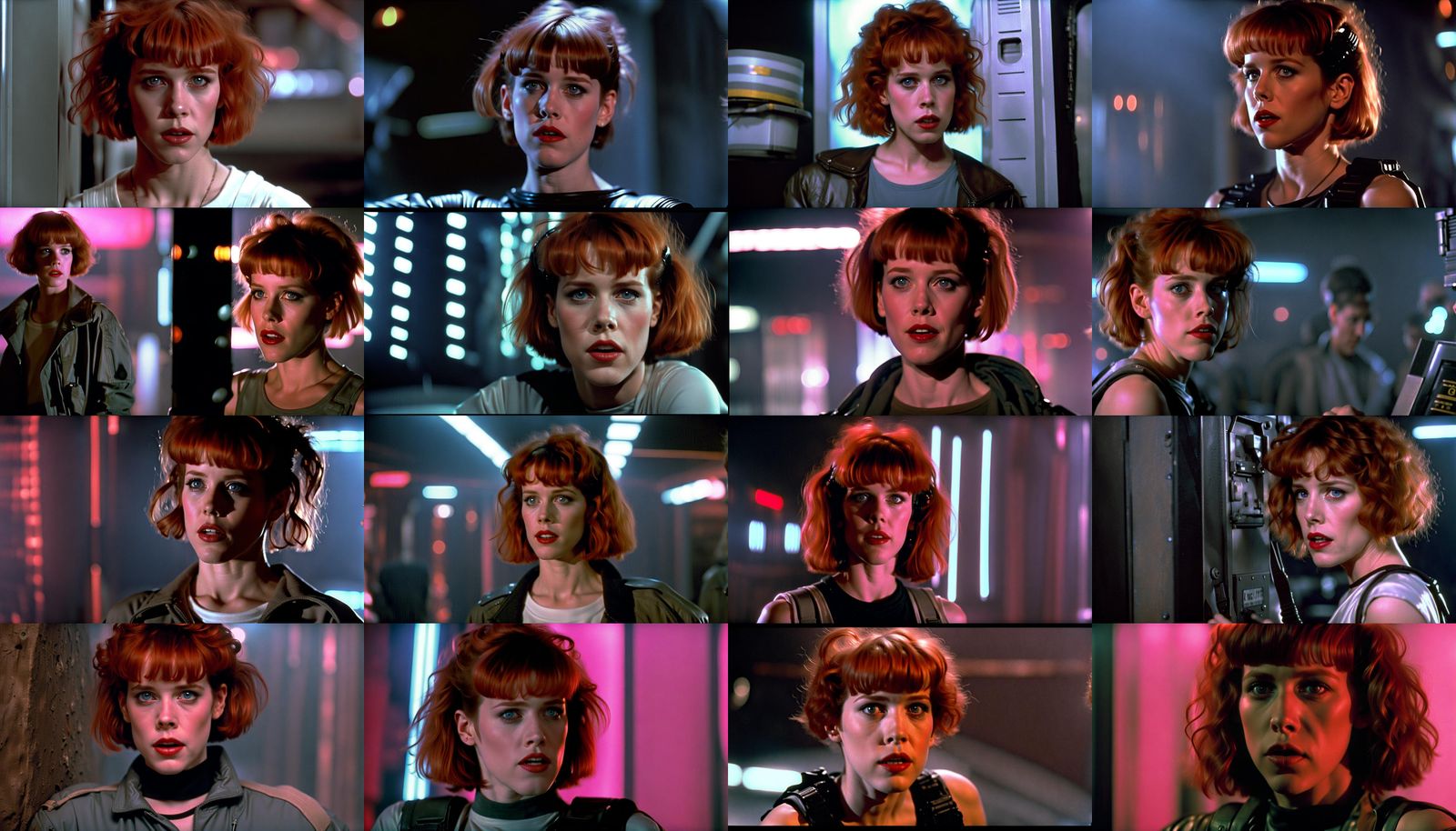 Cyberpunk Actress as Sci-Fi Heroine in 80s VHS Style