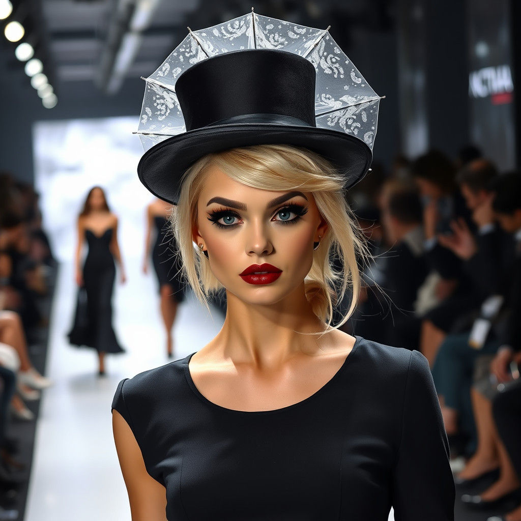 Runway Model in Umbrella Top Hat