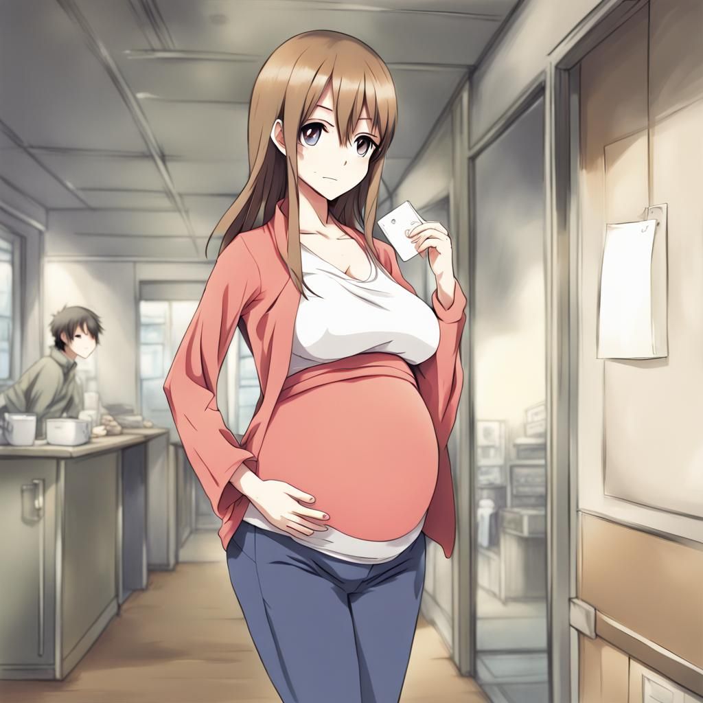 Pregnant Girl in Anime Key Visual Style