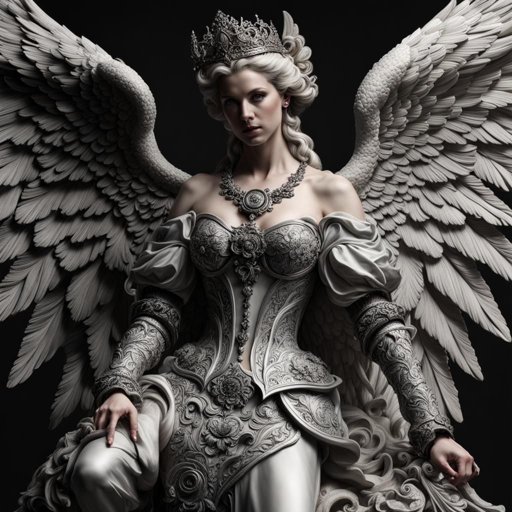 Seraphim Angel Warrior in Rococo-Black Style