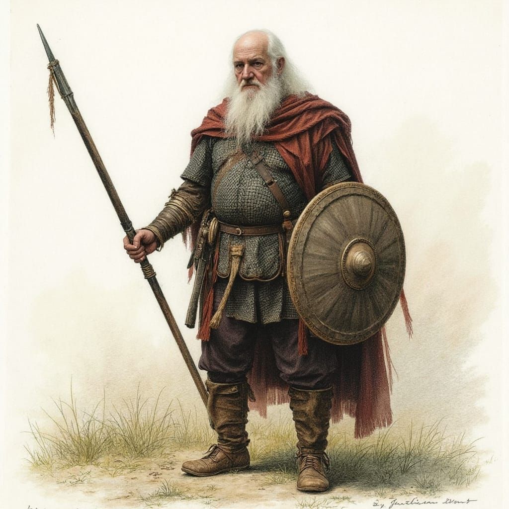 Germanic Barbarian Warrior Portrait Drawing