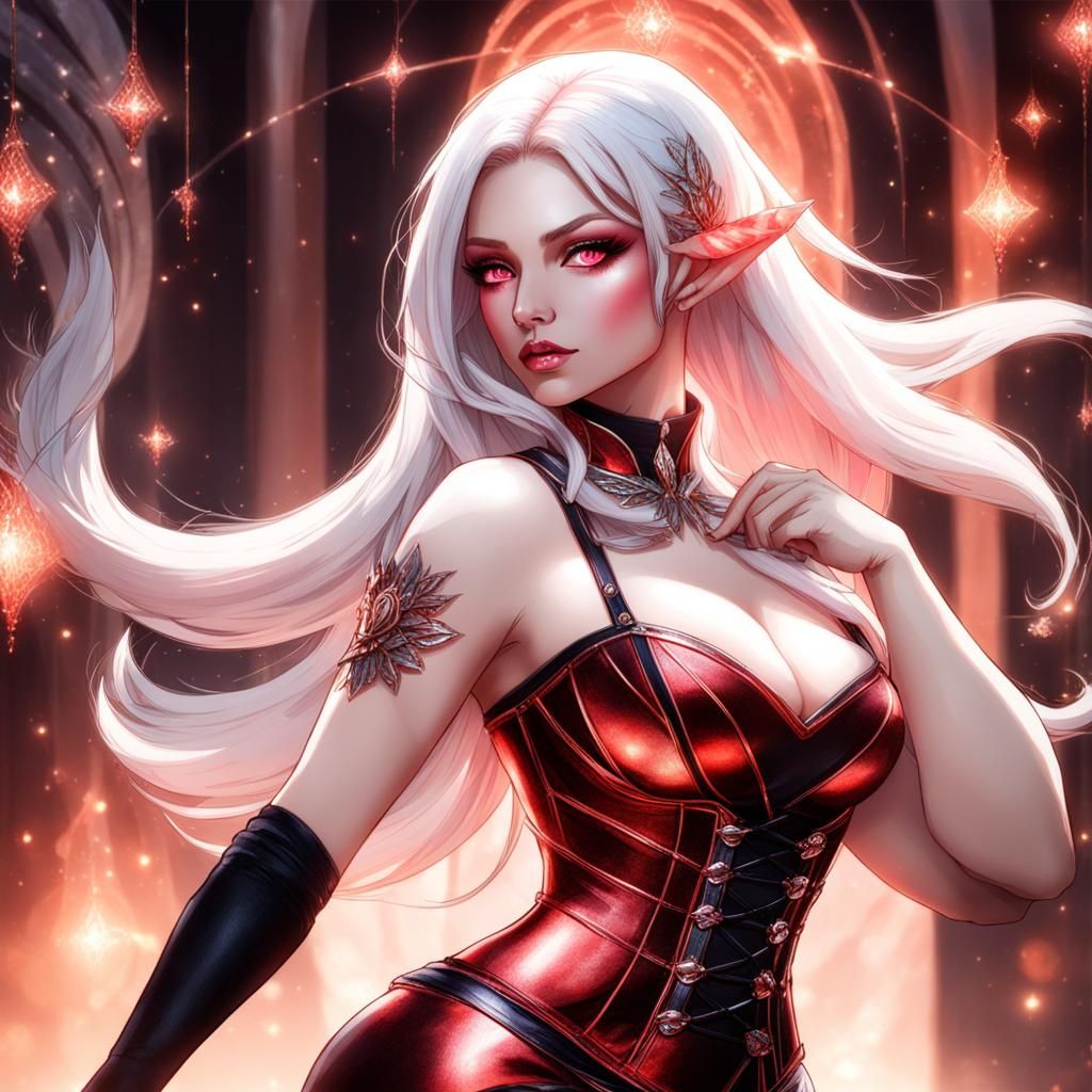 Beautiful Astral Elf Woman in Corset Dress