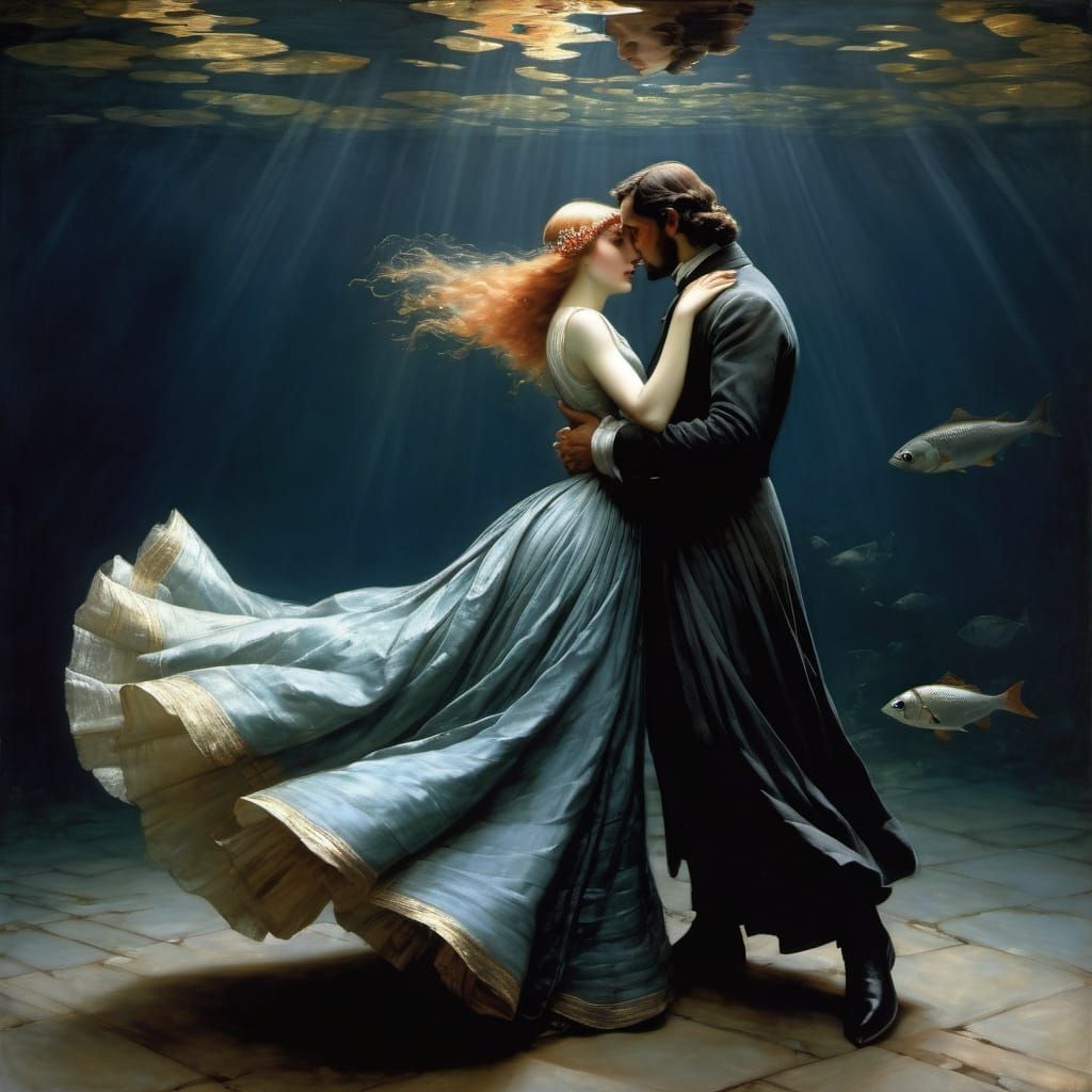 Underwater Ball: Women Dancing in Gowns