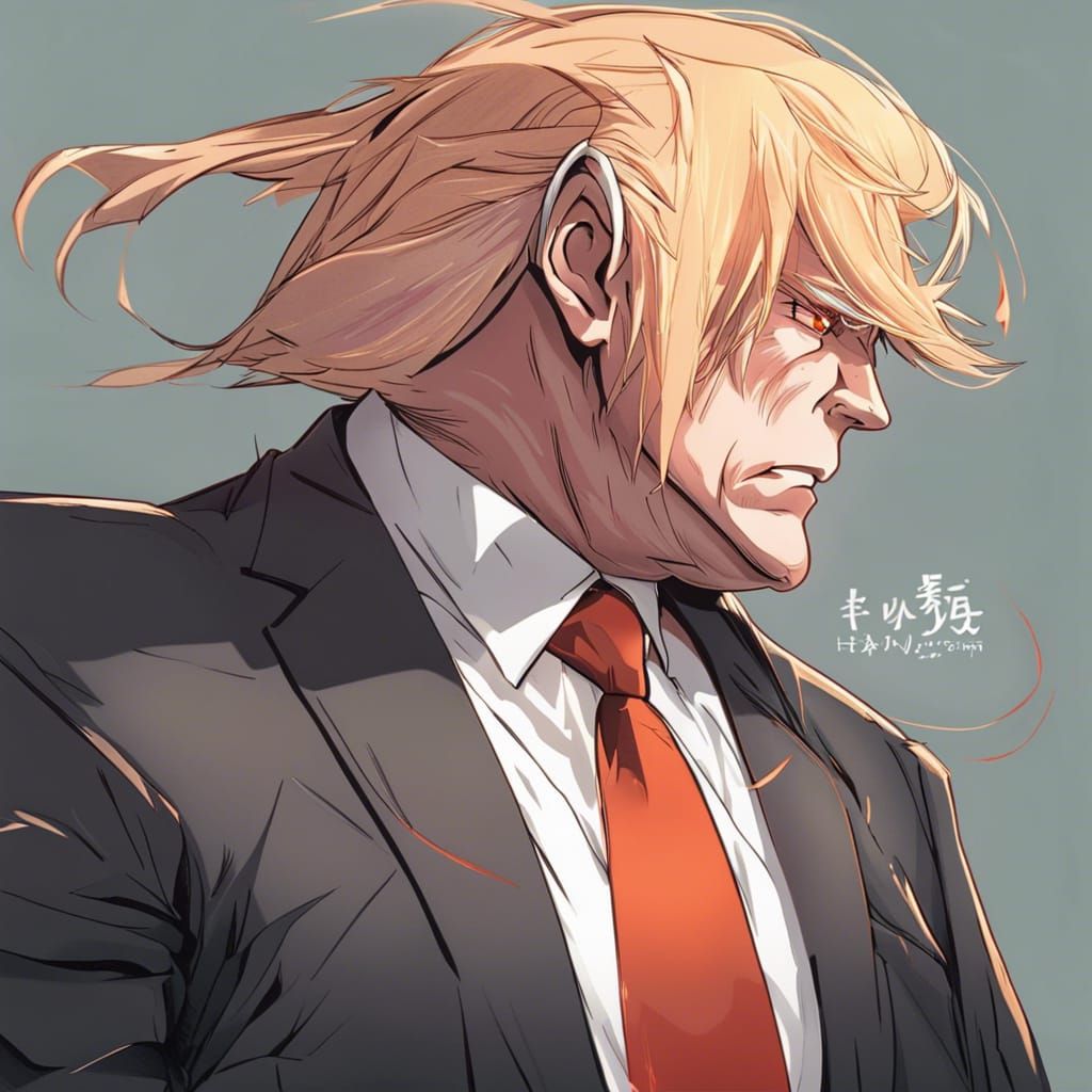 Sauron with Trump Hair in Anime Style