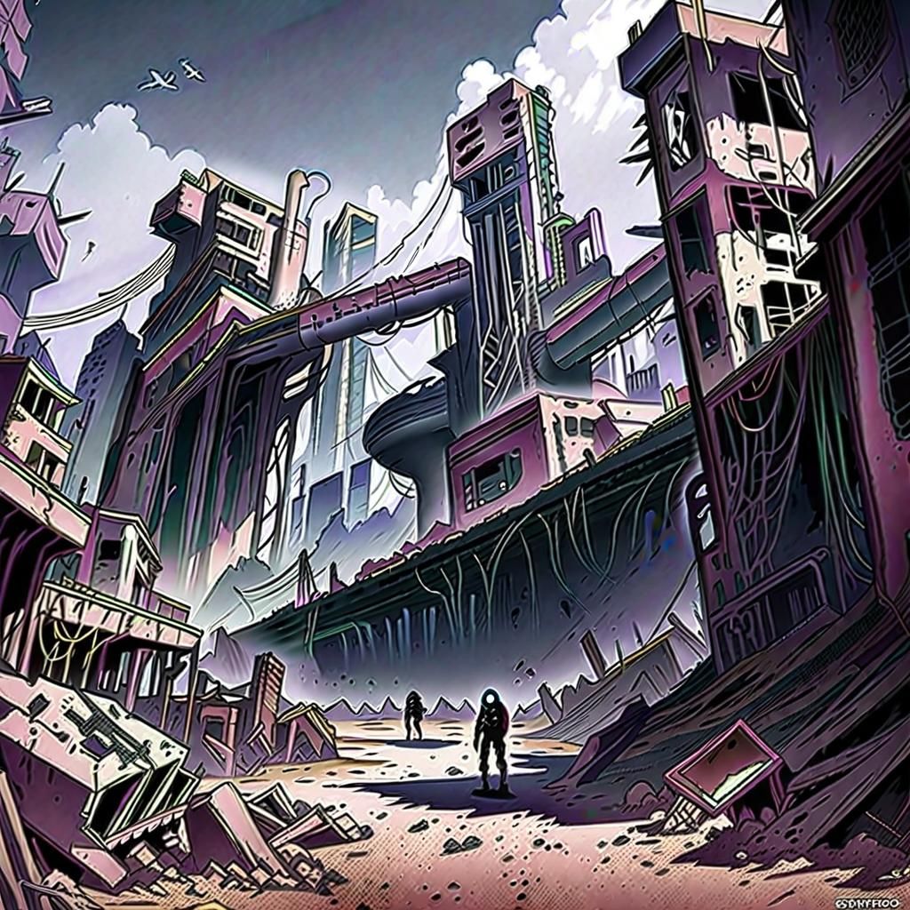 Sci-Fi Alien Soldier in Dystopian Landscape