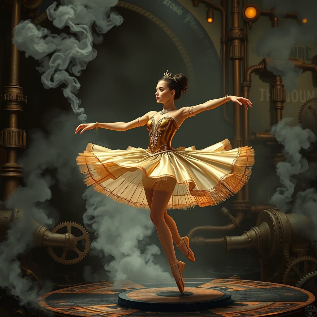 Steampunk Ballerina's Graceful Gear Dance