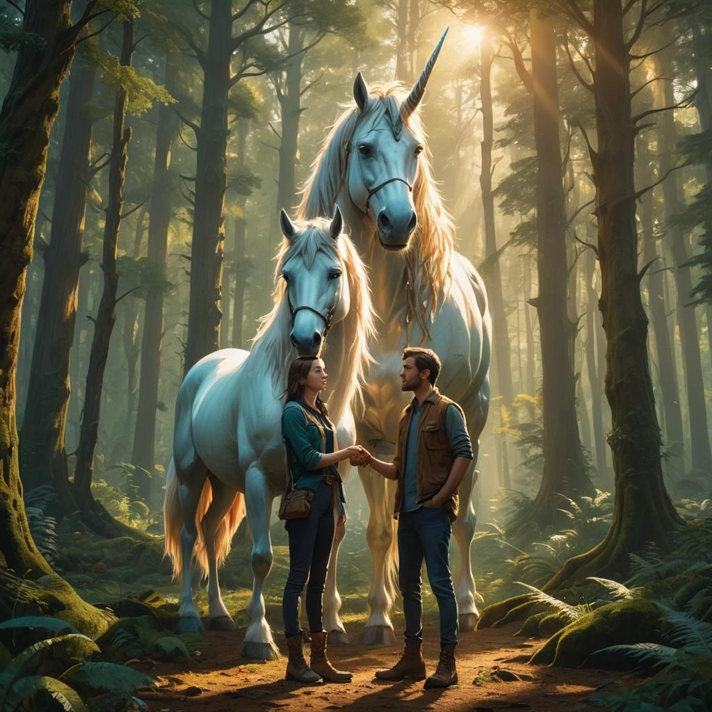 Unicorn in Enchanted Forest: Digital Matte Painting