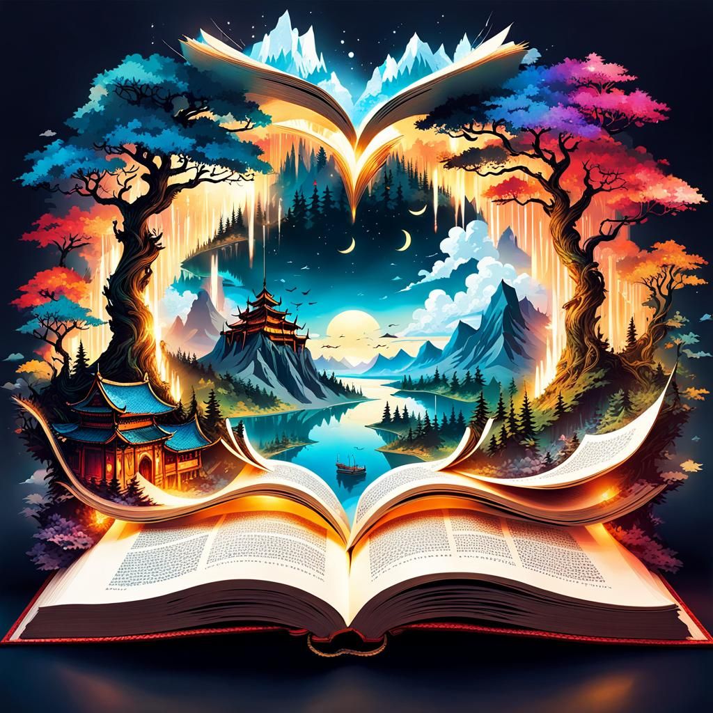 Fantasy World Emerges from Open Book