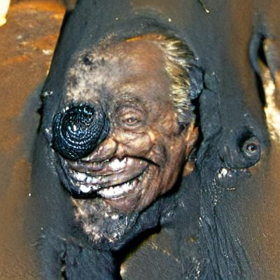 Decayed Smiling Horror Figure in Black Gunk