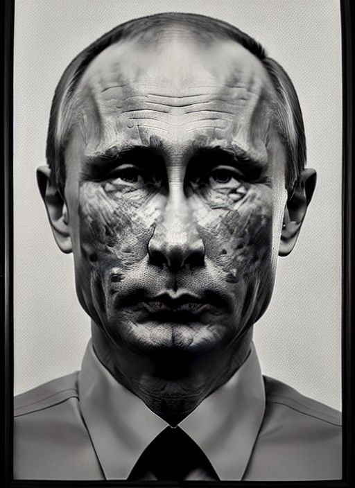 Hyperrealistic Vladimir Putin Mugshot Portrait