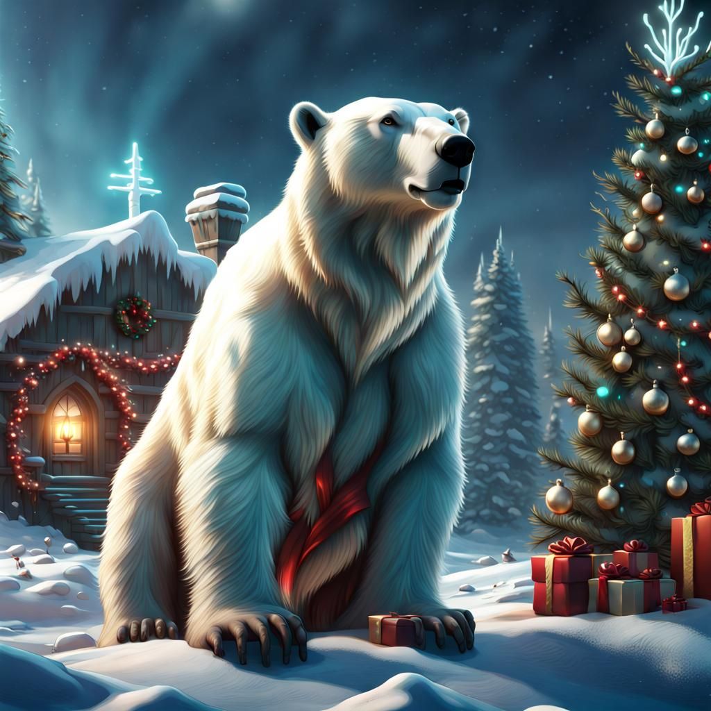 Polar Bear Christmas: Detailed Matte Painting
