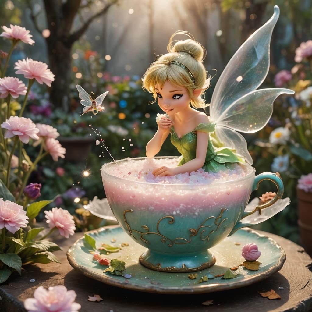 Tinkerbell's Miniature Fantasy Realm in a Teacup