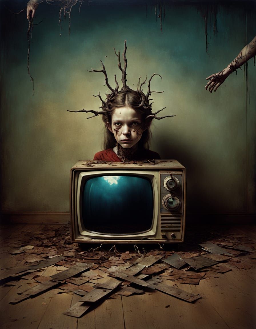 Surreal Body Horror with Television Head