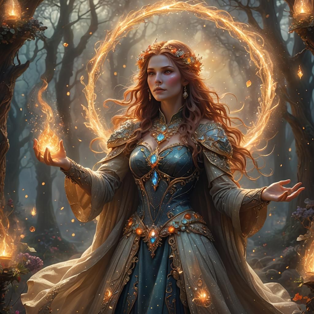 Radiant Fire Witch in Mystic Light