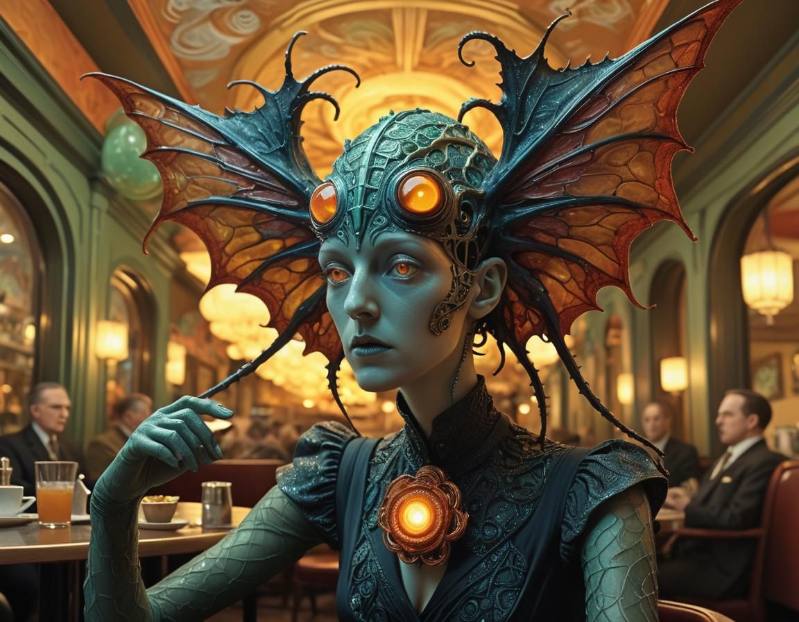 Deconstructed Misanthrope: Lovecraftian Art Deco Illustratio...