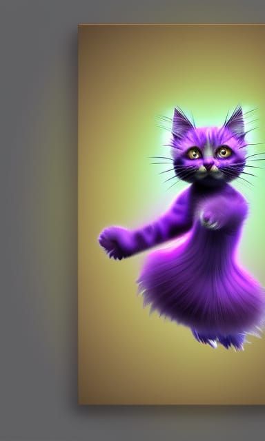 Cute Purple Kitten as Whirling Dervish, 3D Render