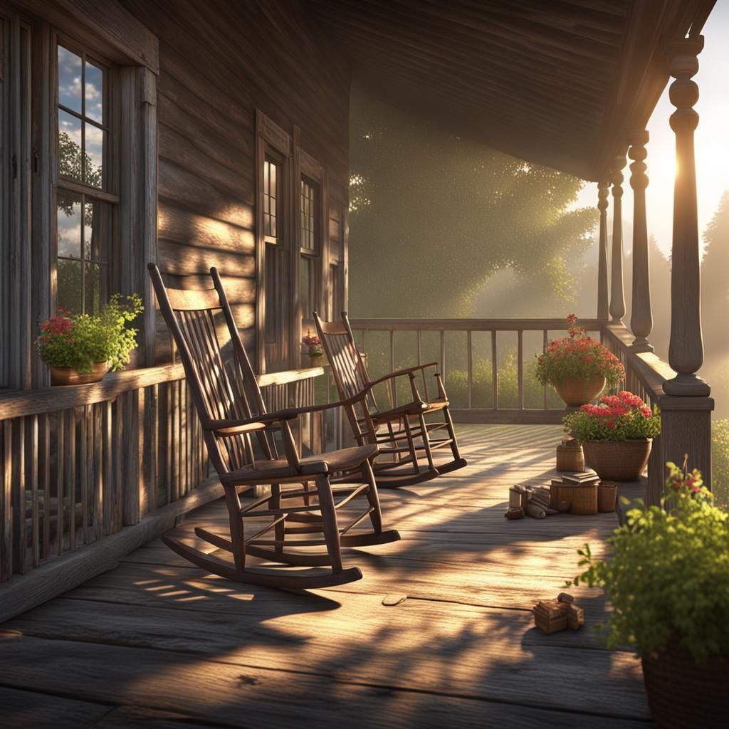 HDR Farmhouse Veranda in Morning Sun