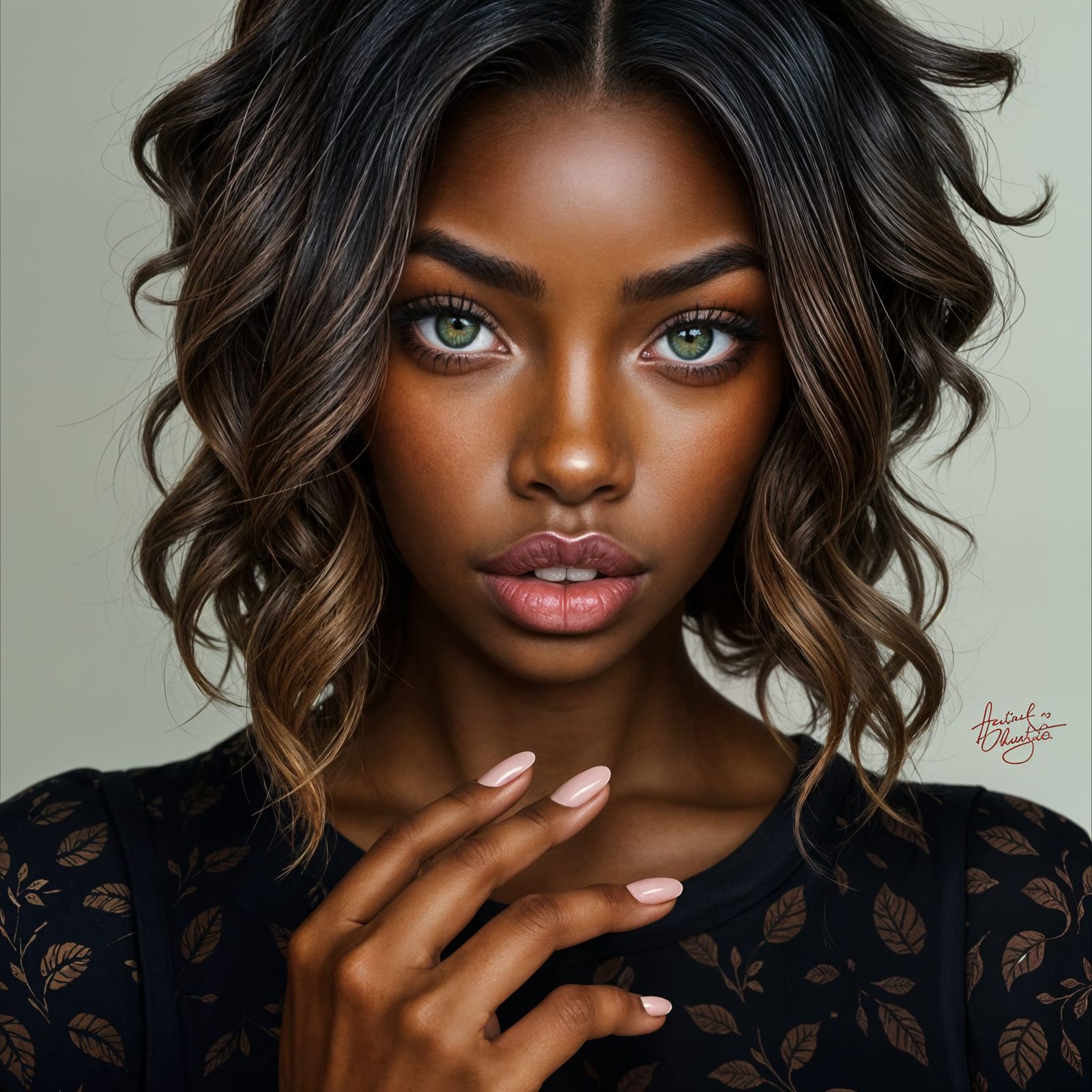 Realistic Portrait of a Young Woman in Vibrant Colors