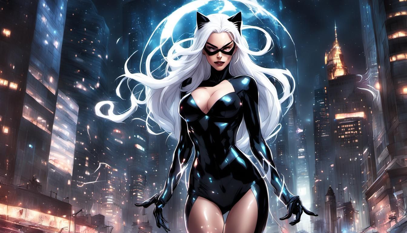 Black Cat Nude Digital Comic Art