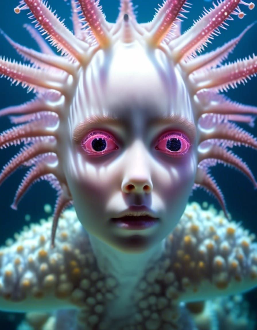 Starfish Alien Goddess in Biopunk Style