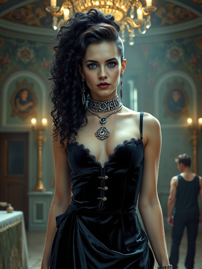 Ethereal Goth Beauty in Art Nouveau Splendor