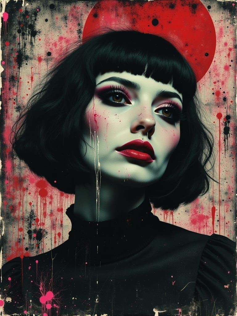 Gothic Woman Portrait in Grunge Surreal Style
