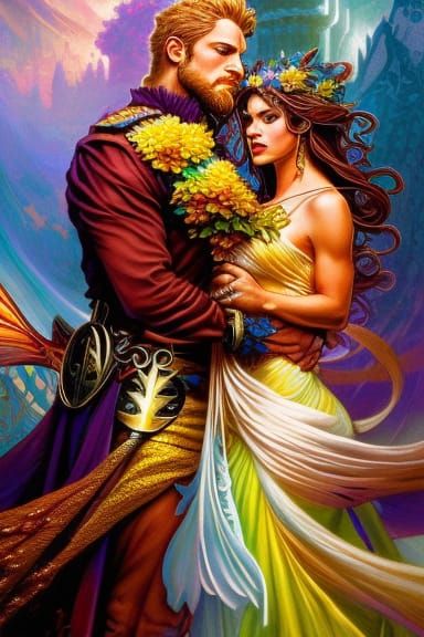 Fairy King and Queen Portrait in Comic Book Style