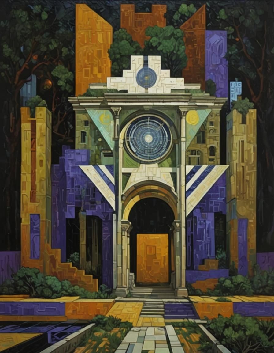 Surreal Post Apocalyptic Cityscape: Trees and Ruins Amidst C...