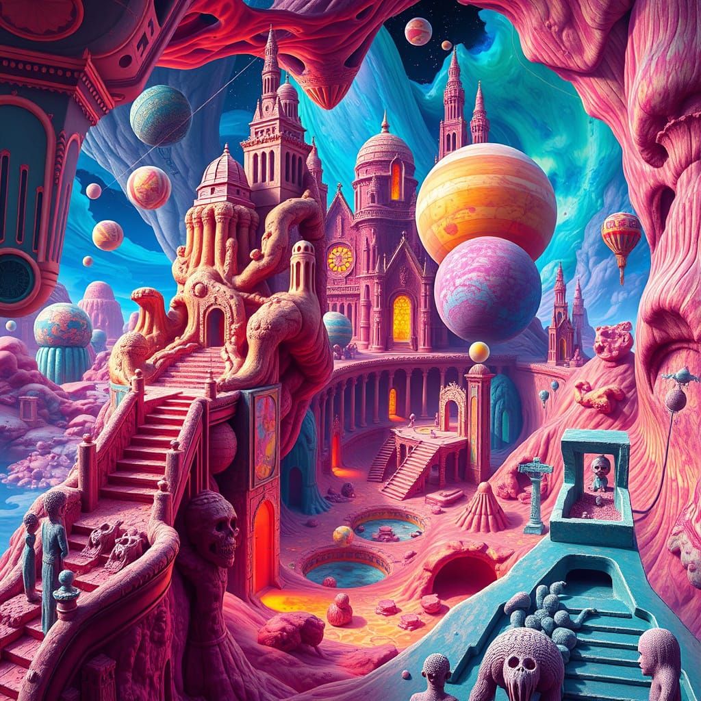 Surreal Dreamscape in Vibrant, Futuristic Colors