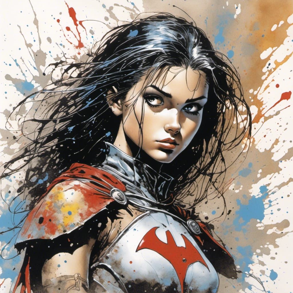 Wonder Girl Splash Art Portrait by Luis Royo