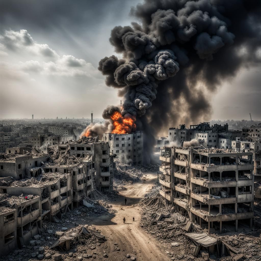 War in Gaza: Hyperrealistic Cinematic Image