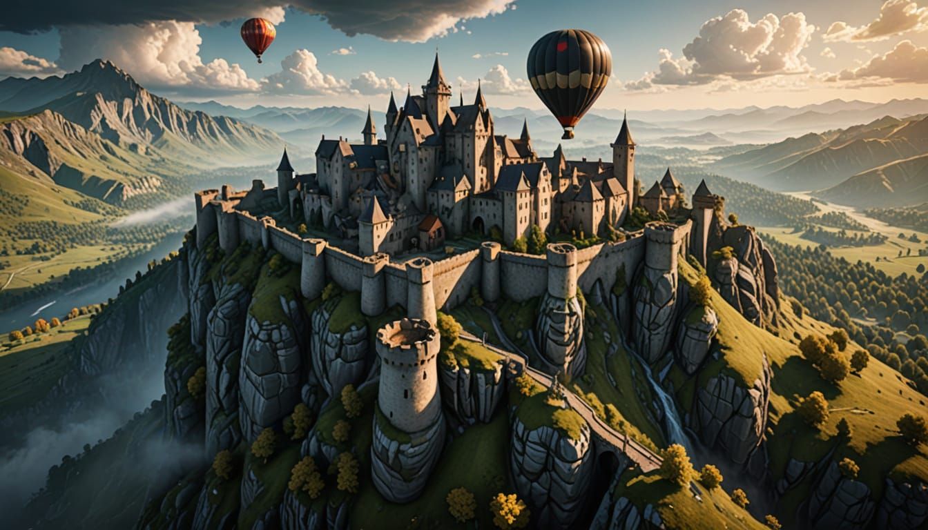 Epic Castle Aerial in Golden Light
