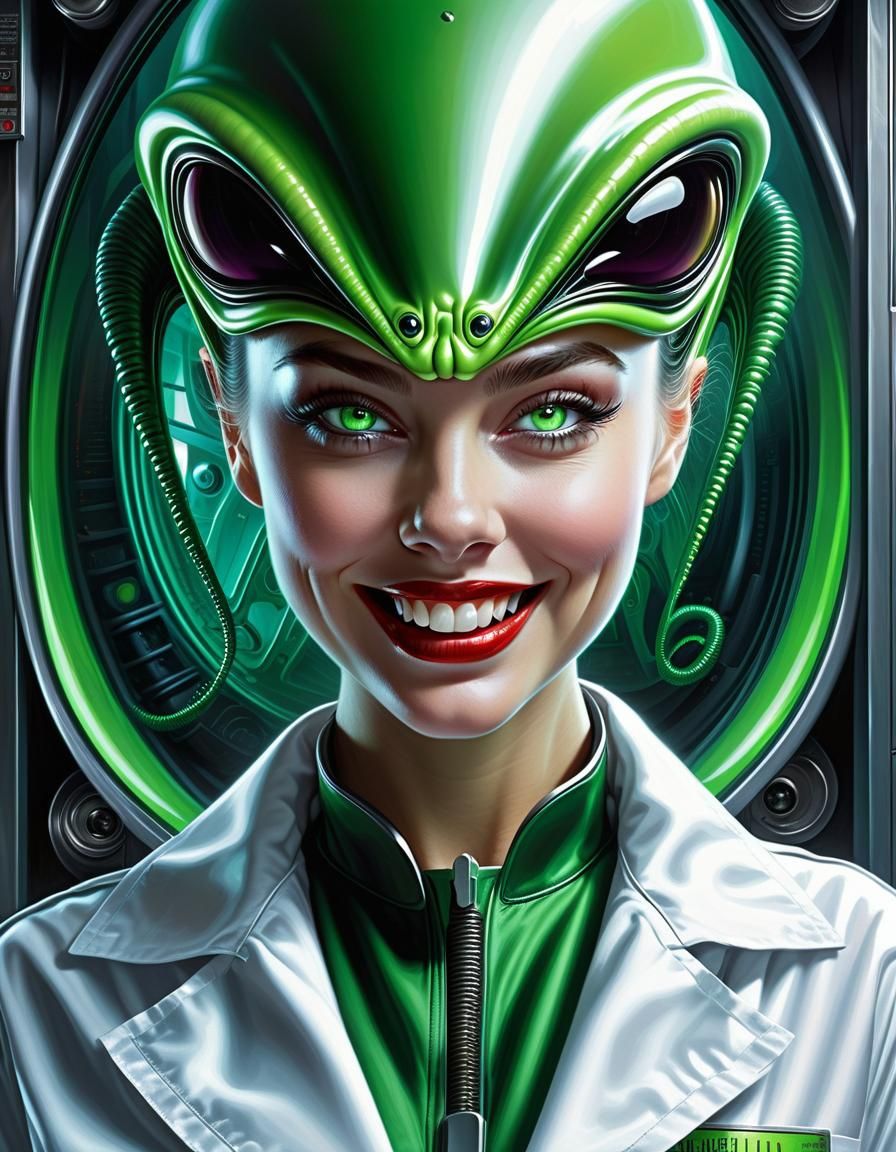 Scary Alien Supervillain in 1950s Poster Style