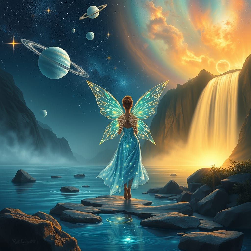 Bioluminescent Fairy Leading to Enchanted Celestial Kingdom