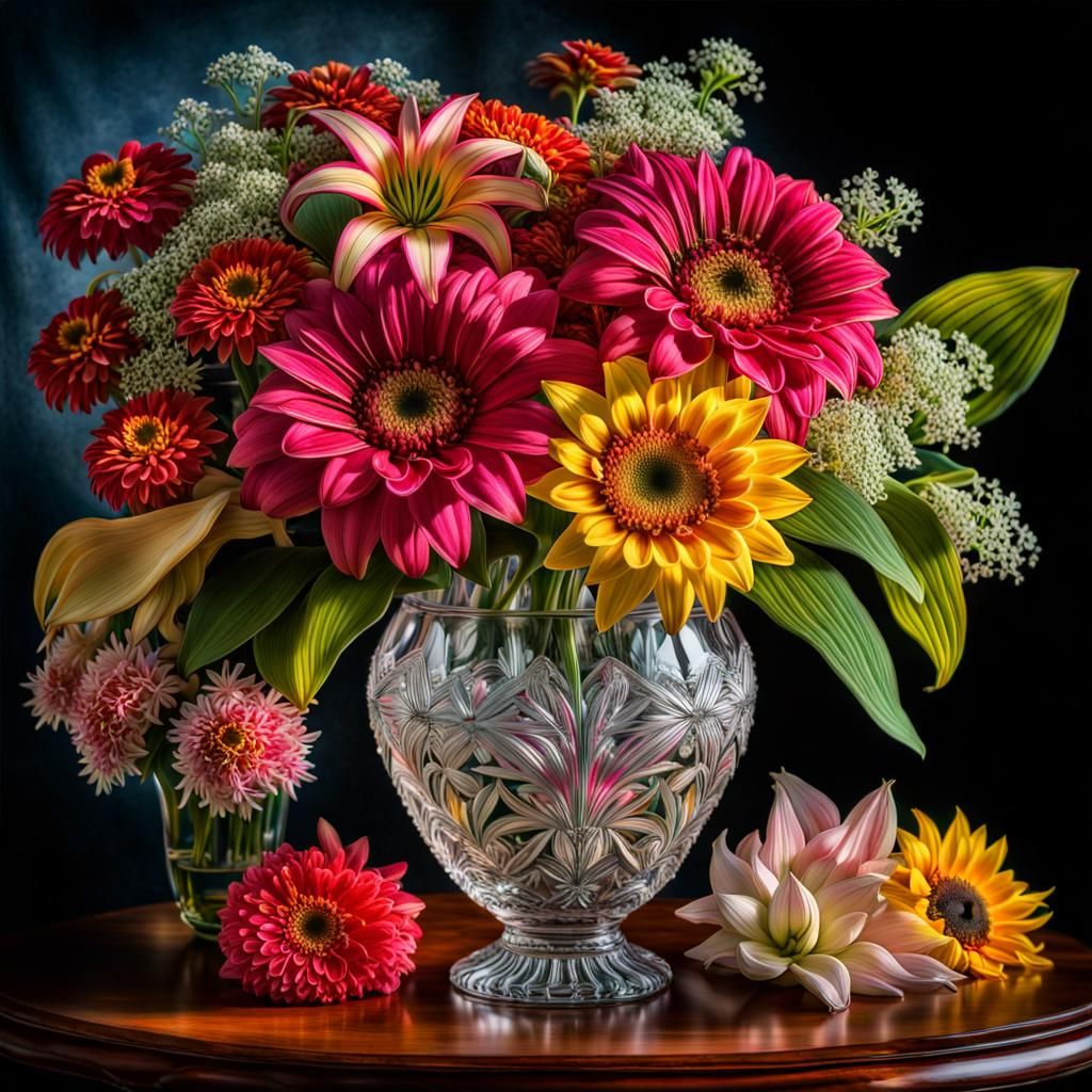 Oversaturated Floral Arrangement in Maximalist Style