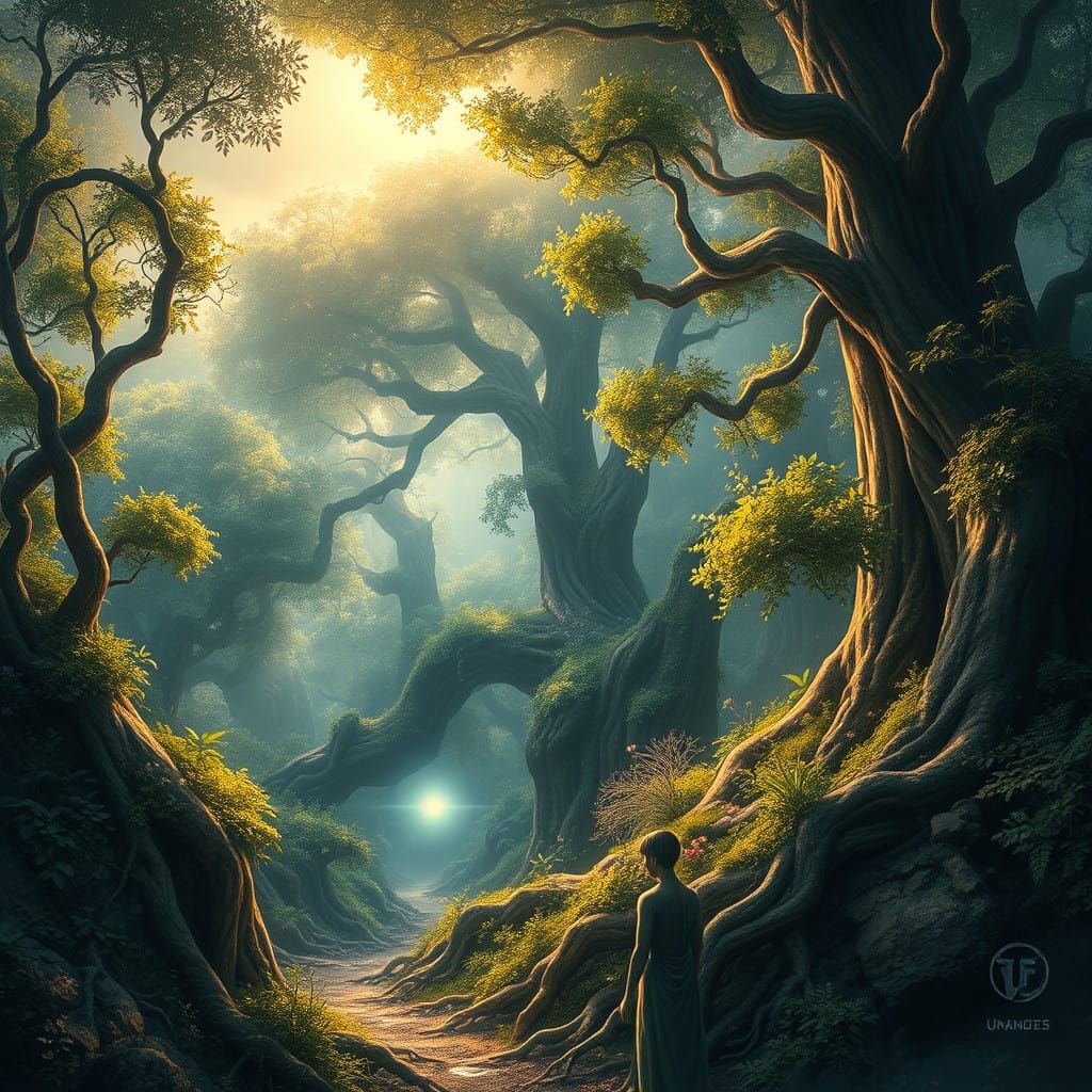 Ethereal Fantasy Realm in Golden Light