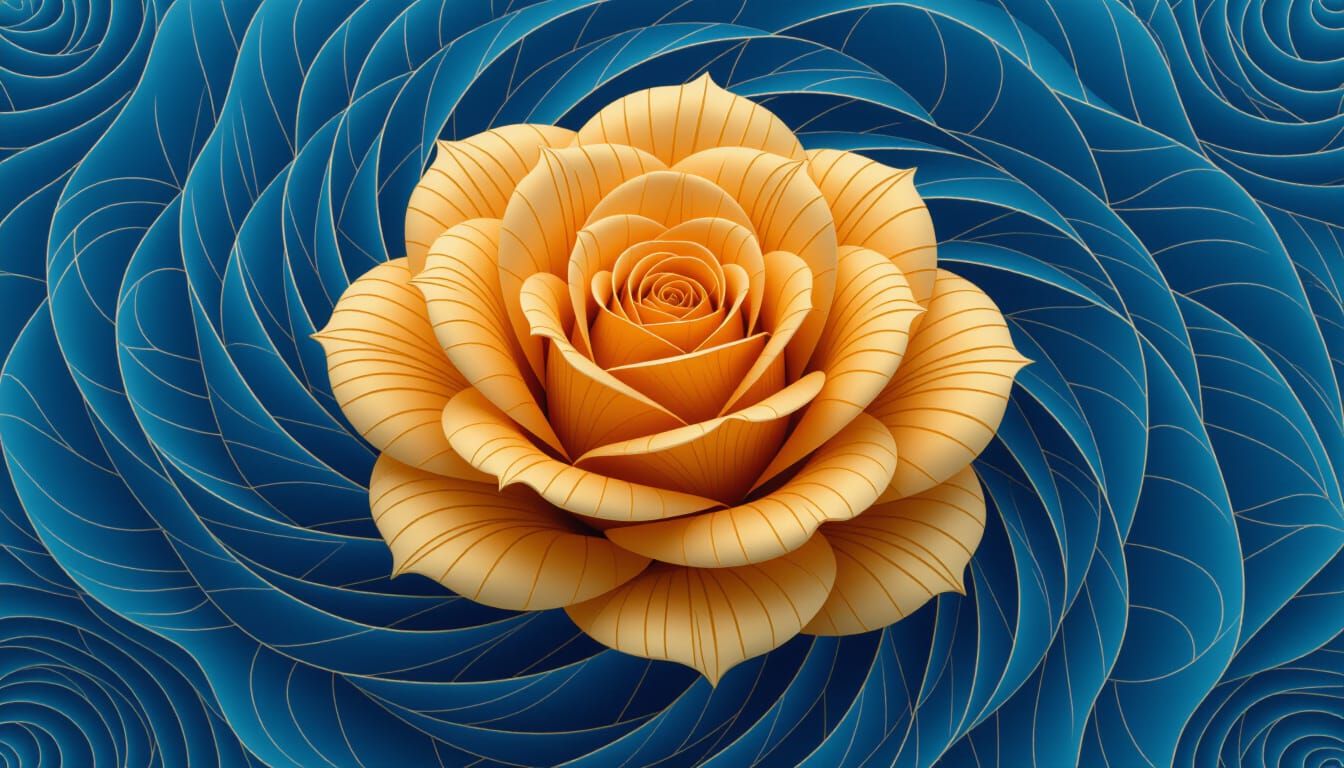 Abstract Rose with Molten Gold Energy in Zentangle Style