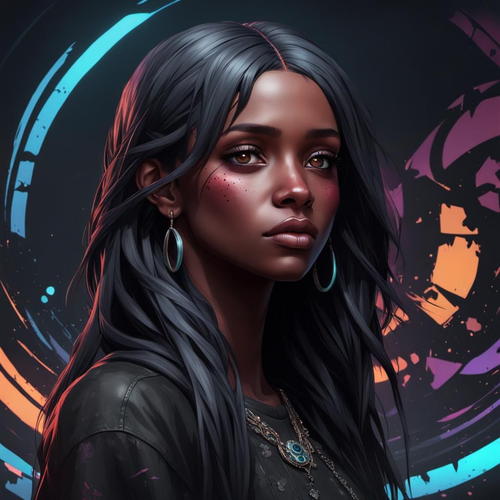 Emo Gothic Black Teenage Girl Portrait