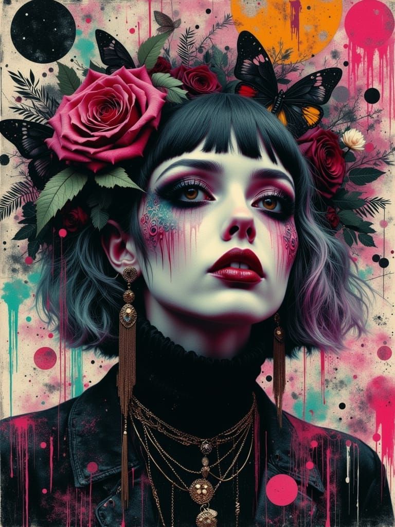 Gothic Abstract Portrait of a Melancholic Woman