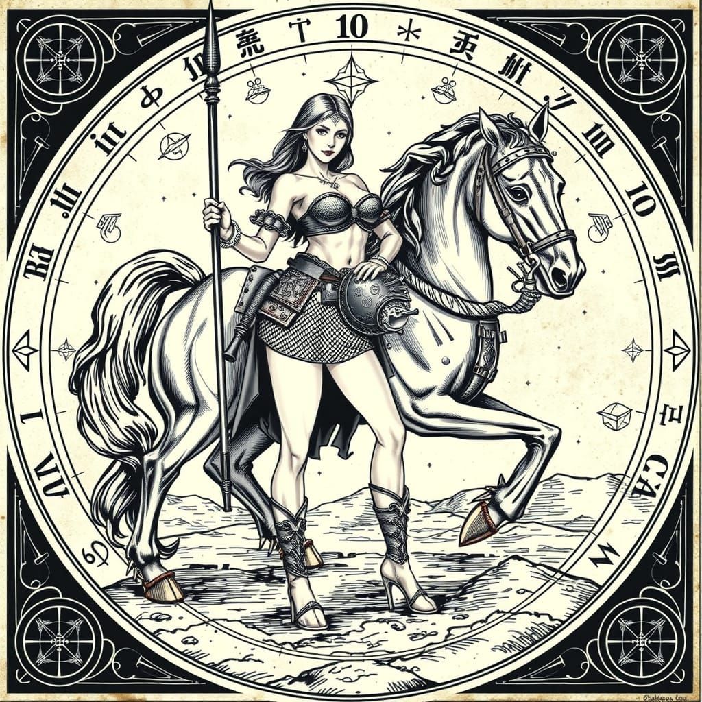 Medieval Warrior and Warhorse in Ornate Armor