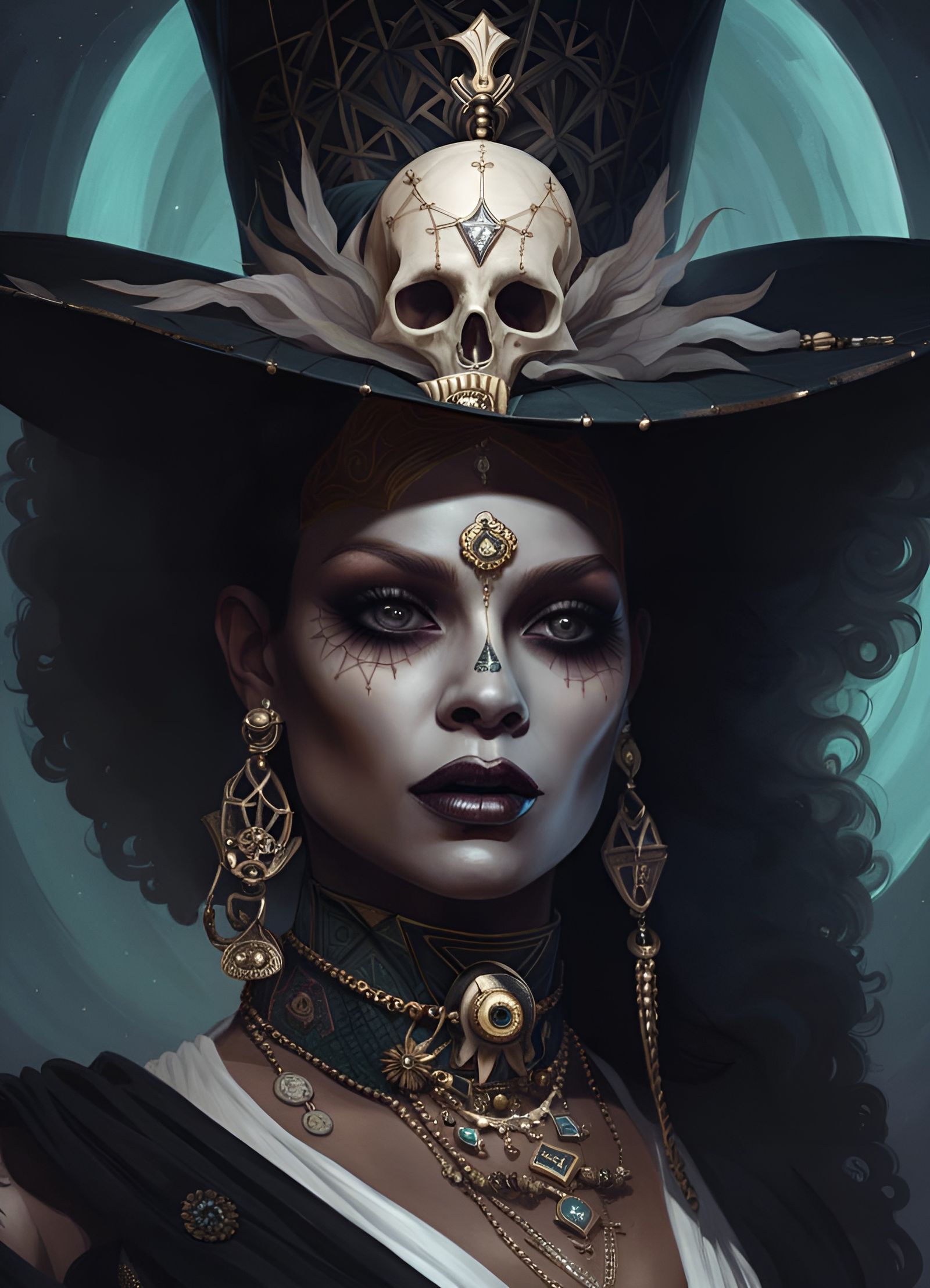 Female Baron Samedi Portrait in Digital Art Style