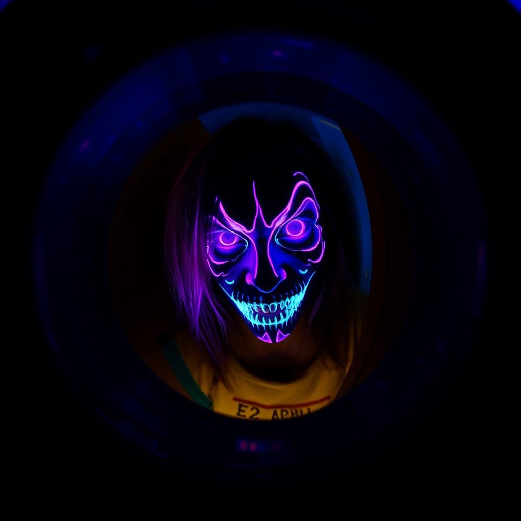 Creepy Halloween Peep Hole View with Fluorescent Facepaint