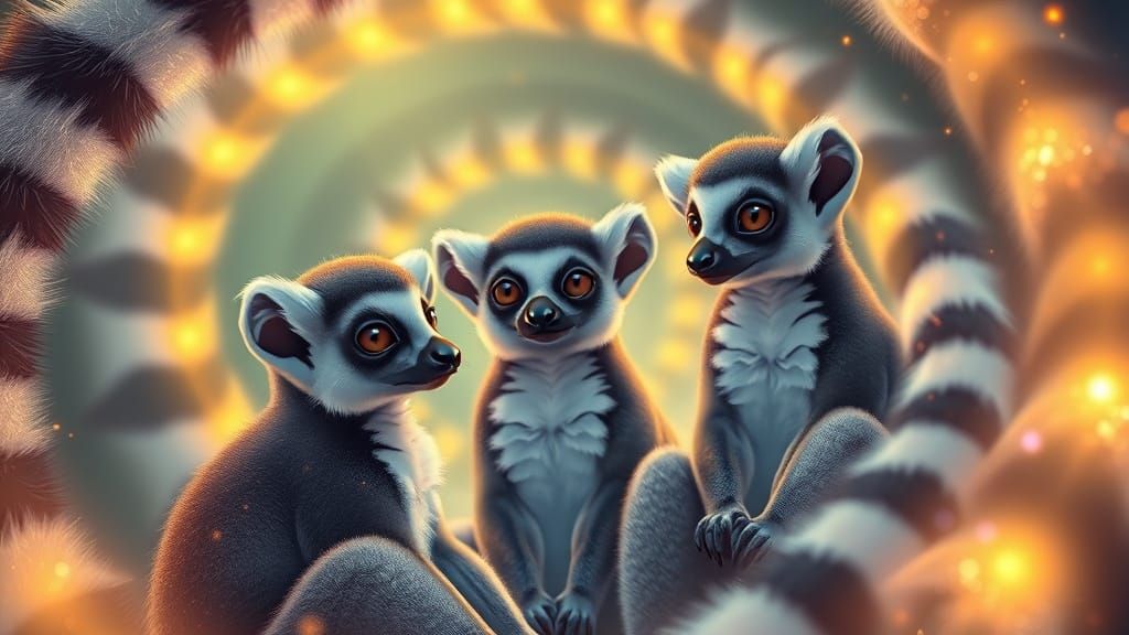 Chibi Lemurs in a Neon Glow Maze