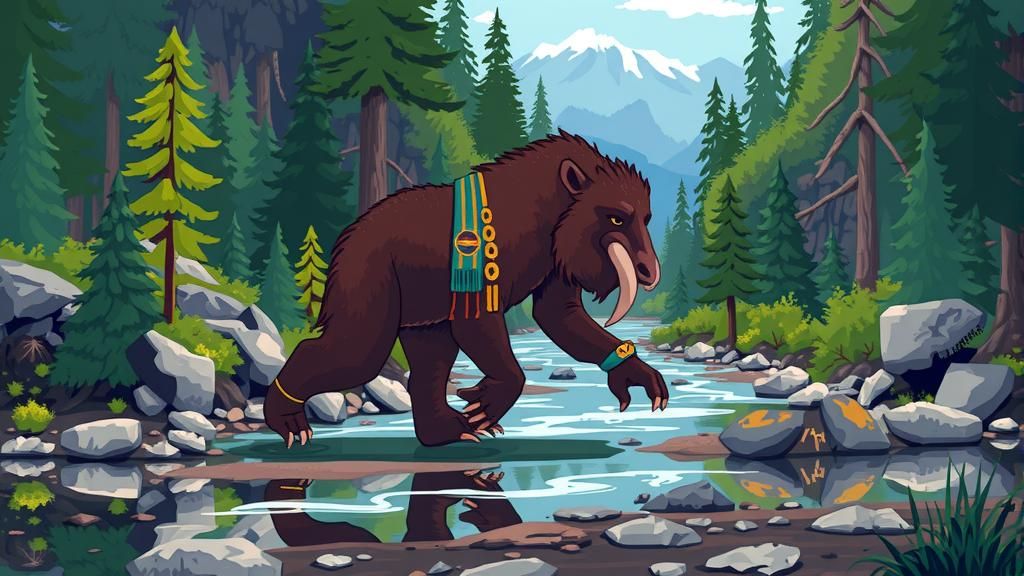 Pixelated Bigfoot Striding in the Pacific Northwest