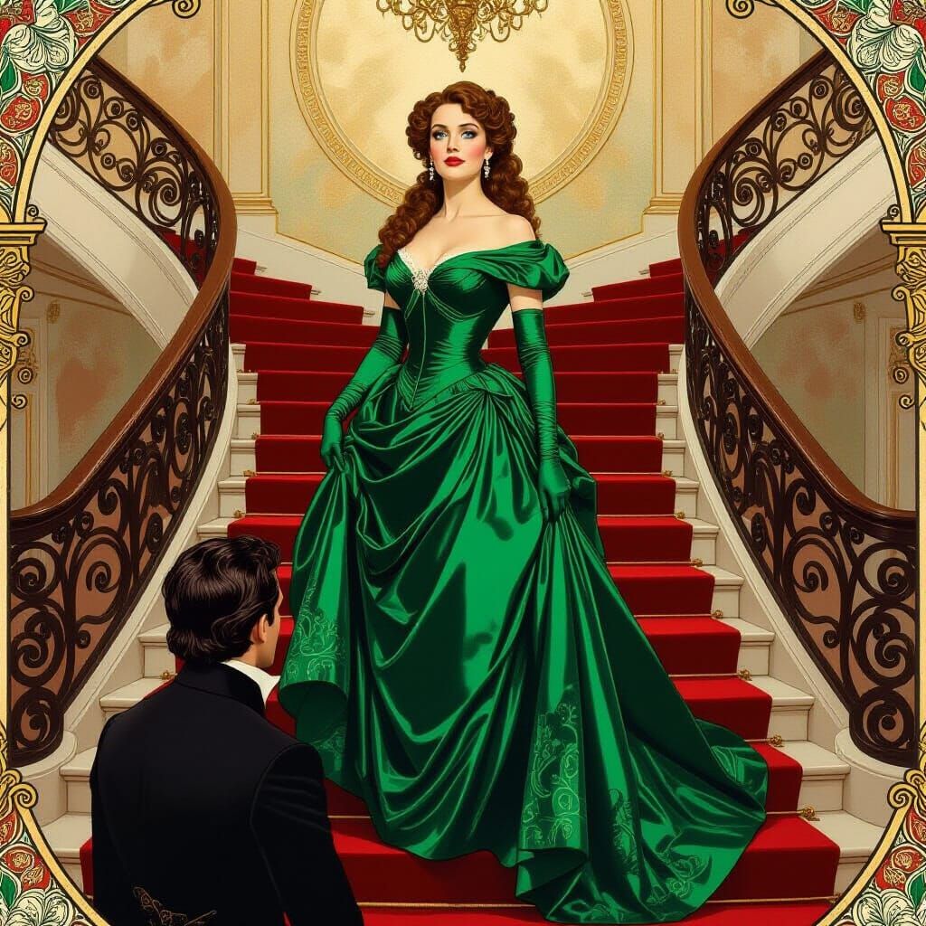 Scarlett O'Hara in Art Nouveau Baroque Mansion