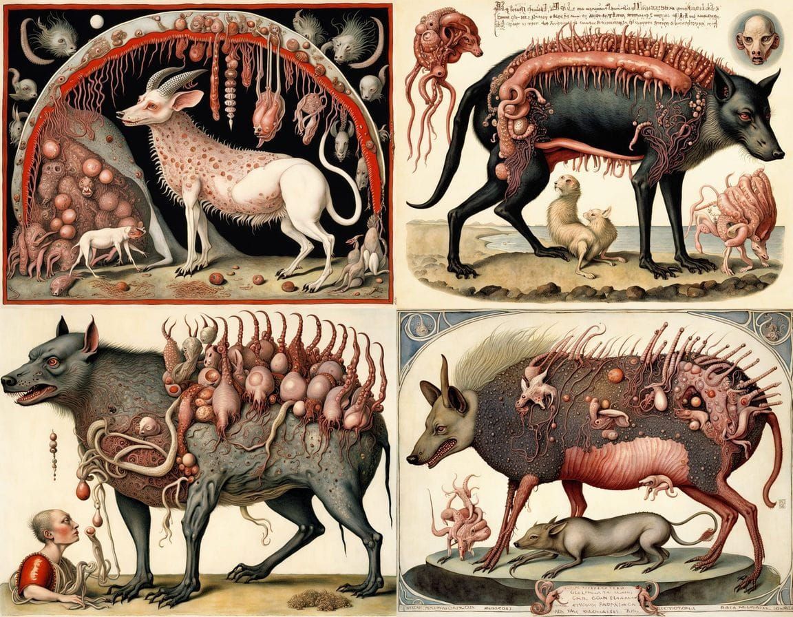 Surreal Greek Anatomy in Noctilucent Colors