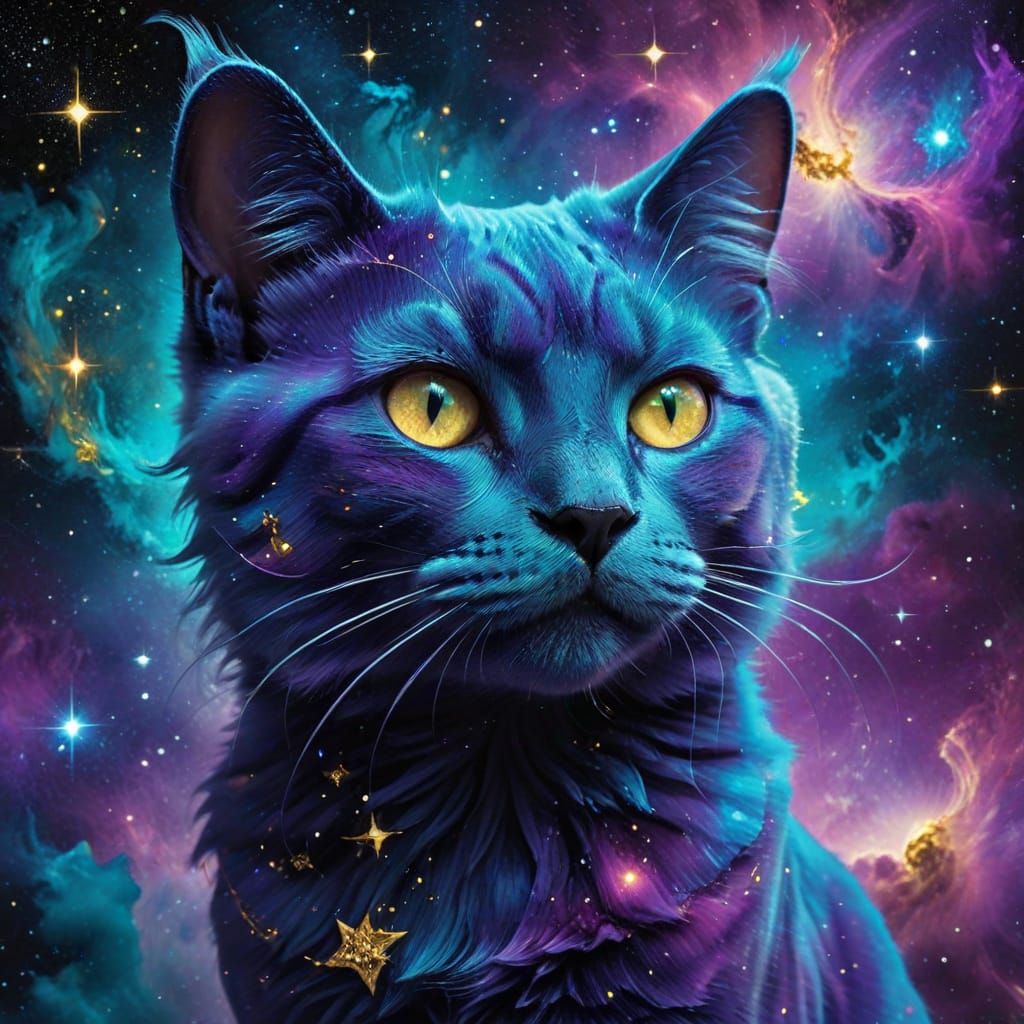 Galactic Cat Gazing into Cosmos