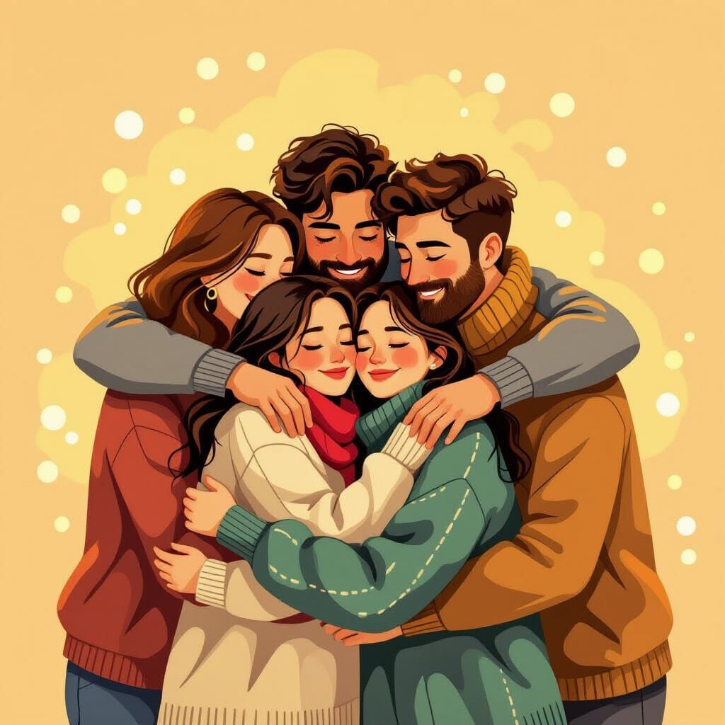 Cozy Hug in Impressionist Style